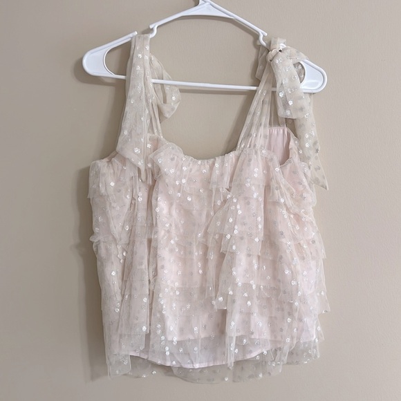 NWT Maeve Anthropologie Tulle Dot Shimmer Tank Blouse - Picture 6 of 11